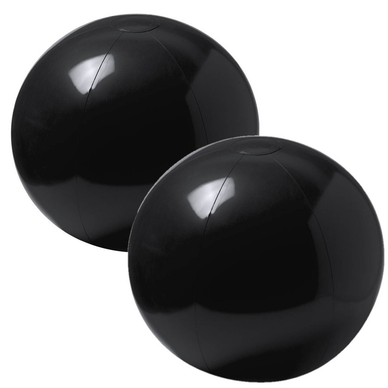 2x Stuks Opblaasbare Strandballen Extra Groot Plastic 40 Cm - Strandballen - Zwart