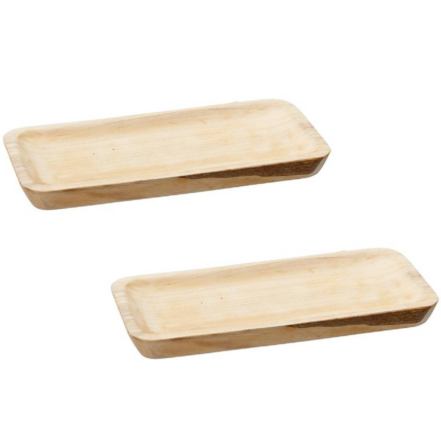 Set Van 2x Stuks Rechthoekig Kaarsenbord/kaarsenplateau Hout 35 X 3 X 17 Cm - Kaarsenplateaus - Bruin