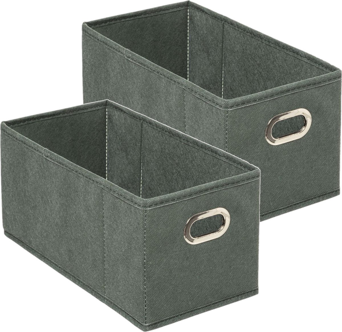 Set Van 2x Stuks Opbergmand/kastmand 7 Litergroen Linnen 31 X 15 X 15 Cm - Opbergmanden - Grijs