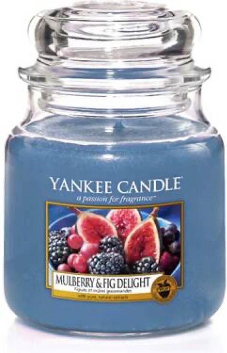 Yankee Candle Geurkaars Medium Mulberry & Fig Delight - 13 Cm / ø 11 Cm - Blauw