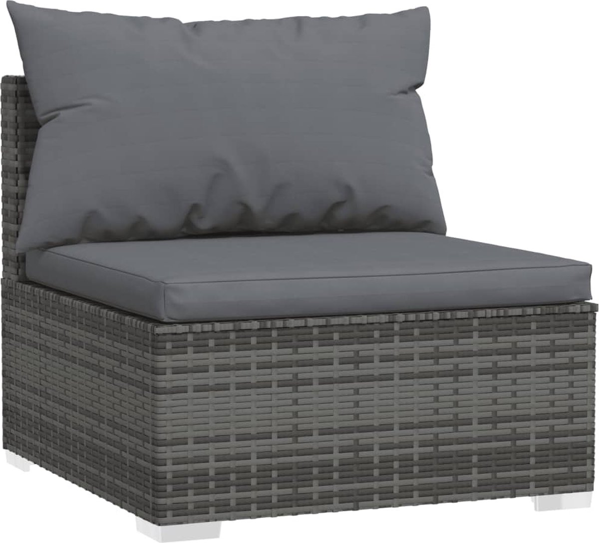 Vidaxl 6-delige Loungeset Met Kussens Poly Rattan - Grijs