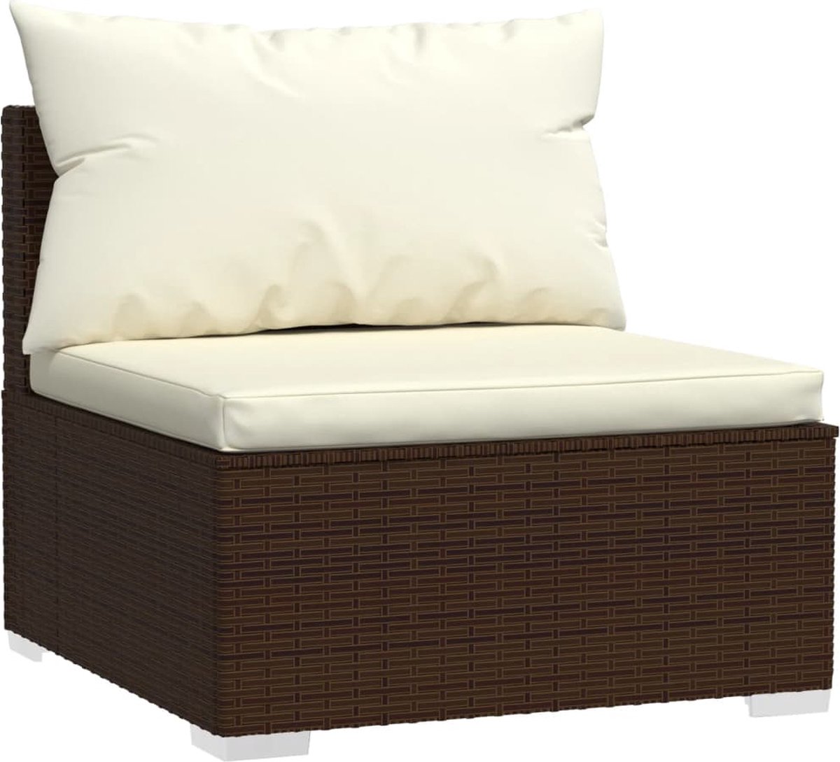 Vidaxl 6-delige Loungeset Met Kussens Poly Rattan - Bruin