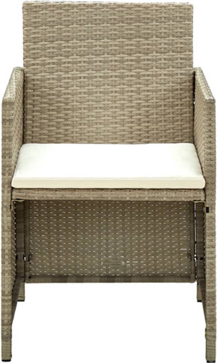 Vidaxl 4-delige Loungeset Met Kussens Poly Rattan - Beige