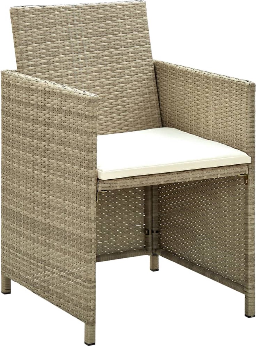 Vidaxl 4-delige Loungeset Met Kussens Poly Rattan - Beige
