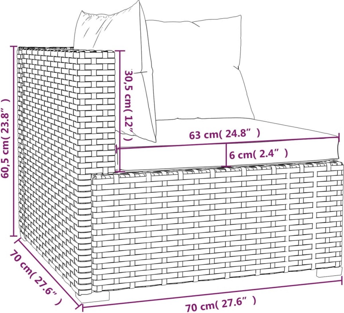 Vidaxl 12-delige Loungeset Met Kussens Poly Rattan - Bruin