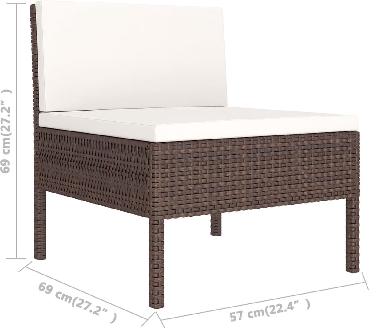 Vidaxl 6-delige Loungeset Met Kussens Poly Rattan - Bruin