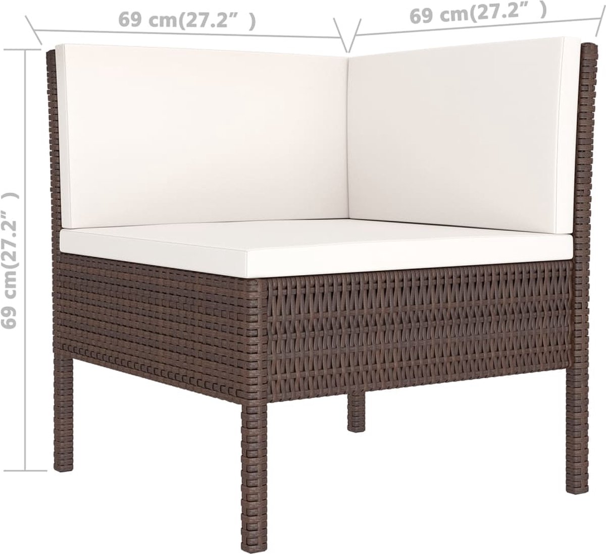 Vidaxl 6-delige Loungeset Met Kussens Poly Rattan - Bruin