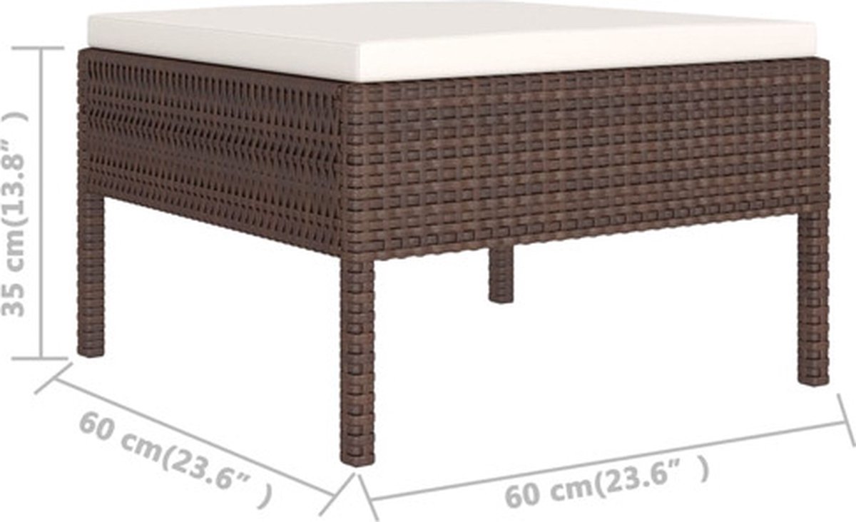 Vidaxl 6-delige Loungeset Met Kussens Poly Rattan - Bruin
