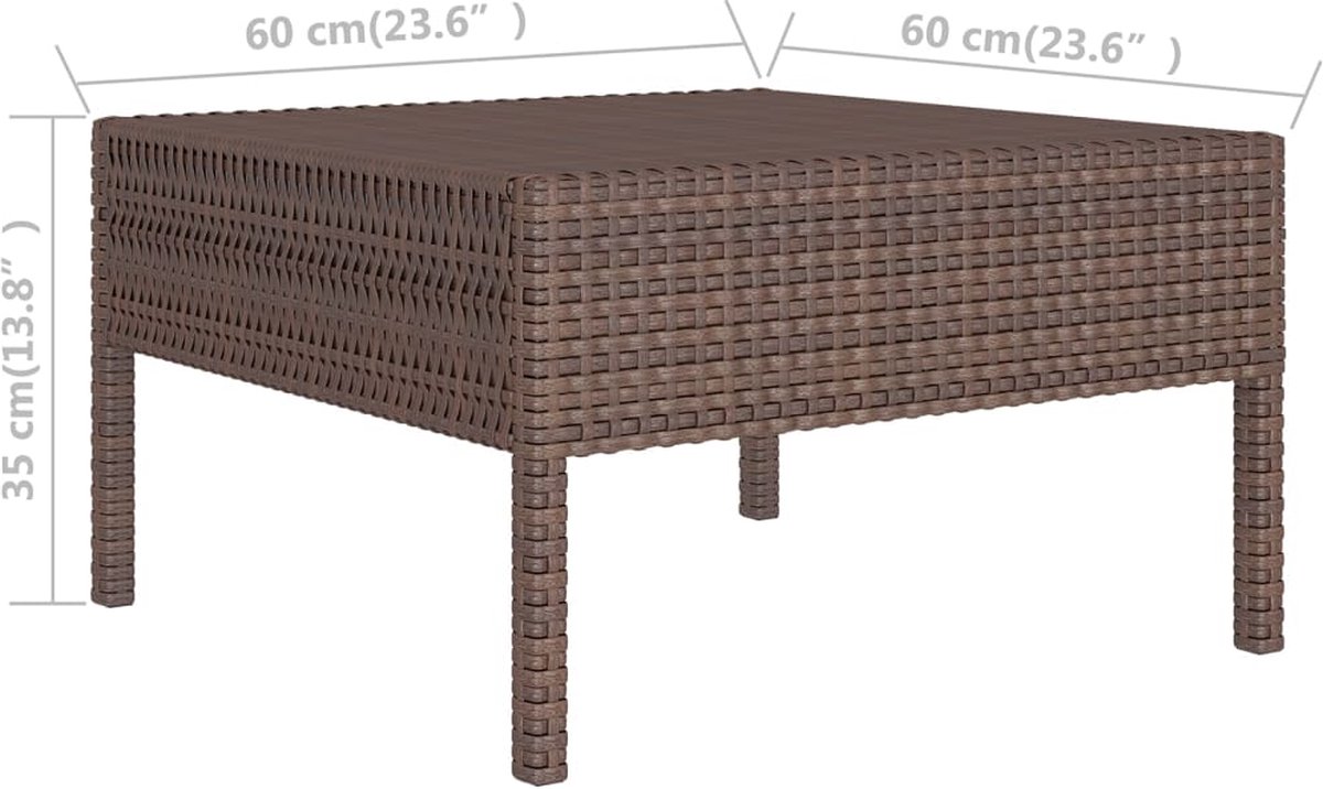 Vidaxl 6-delige Loungeset Met Kussens Poly Rattan - Bruin