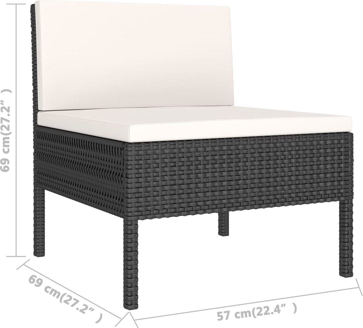 Vidaxl 7-delige Loungeset Met Kussens Poly Rattan - Zwart