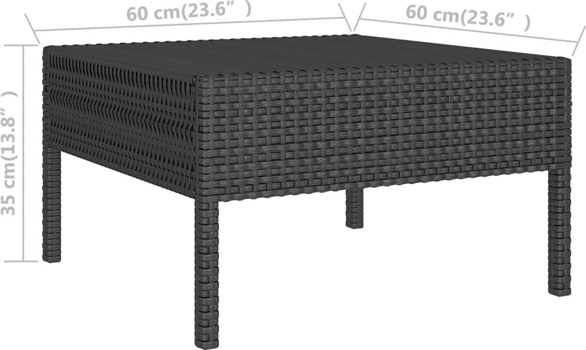 Vidaxl 7-delige Loungeset Met Kussens Poly Rattan - Zwart