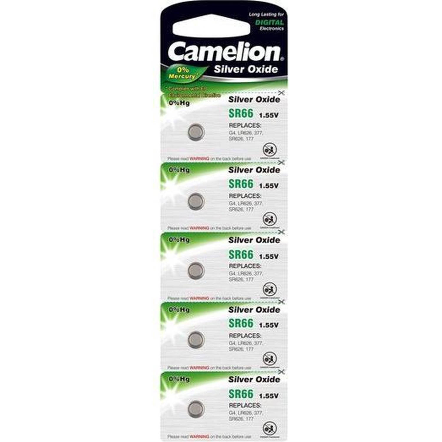 Camelion 377, Sr626sw, Sr66, Lr66, Ag4 Zilveroxide Horloge Knoopcel Batterij 1,55volt - 5 Stuks