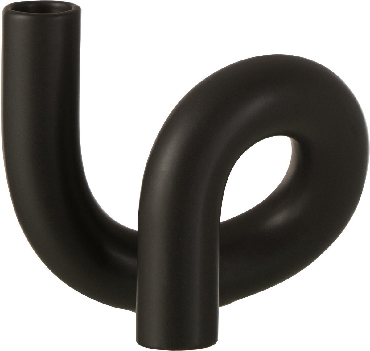 J-Line Kaarsenhouder Torsie 1 Candle Keramiek - Zwart