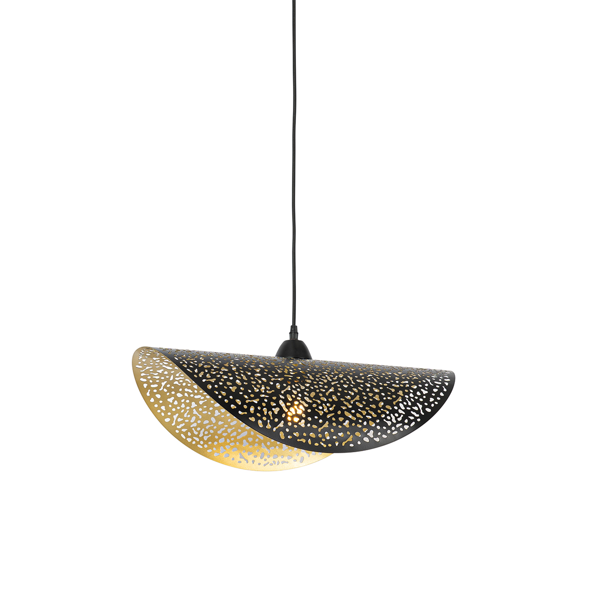 QAZQA Industriële hanglamp met goud 50 cm - Japke - Zwart