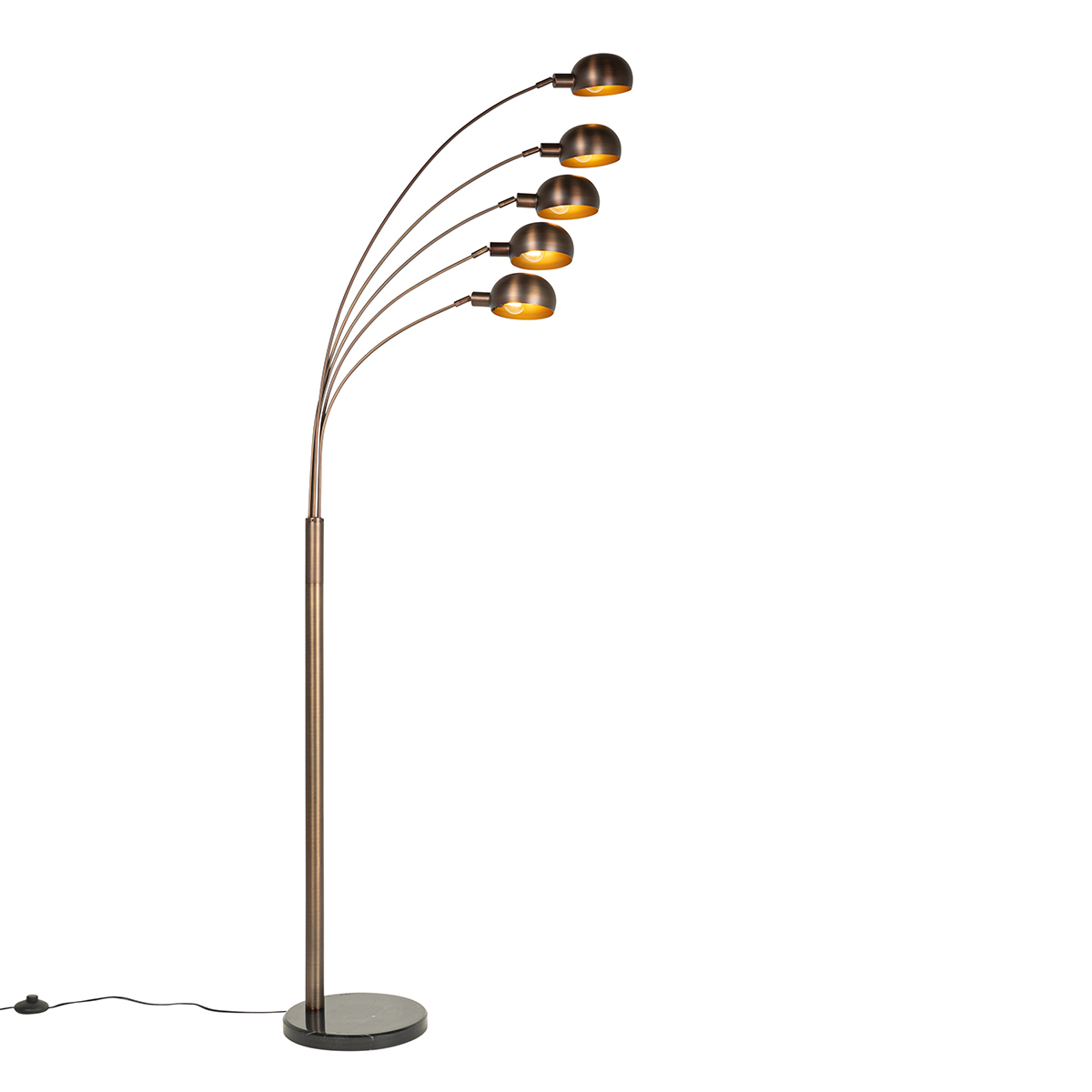 QAZQA Design vloerlamp brons met goud 5-lichts - Sixties Marmo