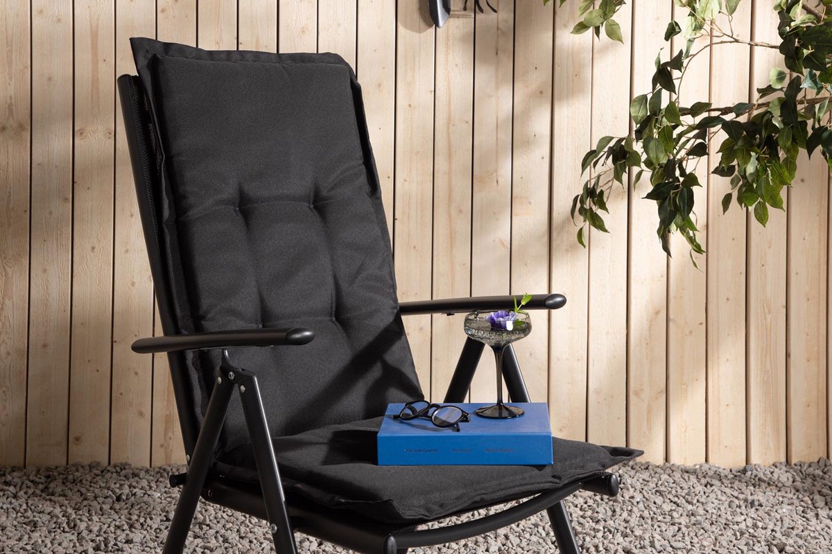 Hioshop Cus tuinkussen voor tuinstoel 5 pos.. - Zwart