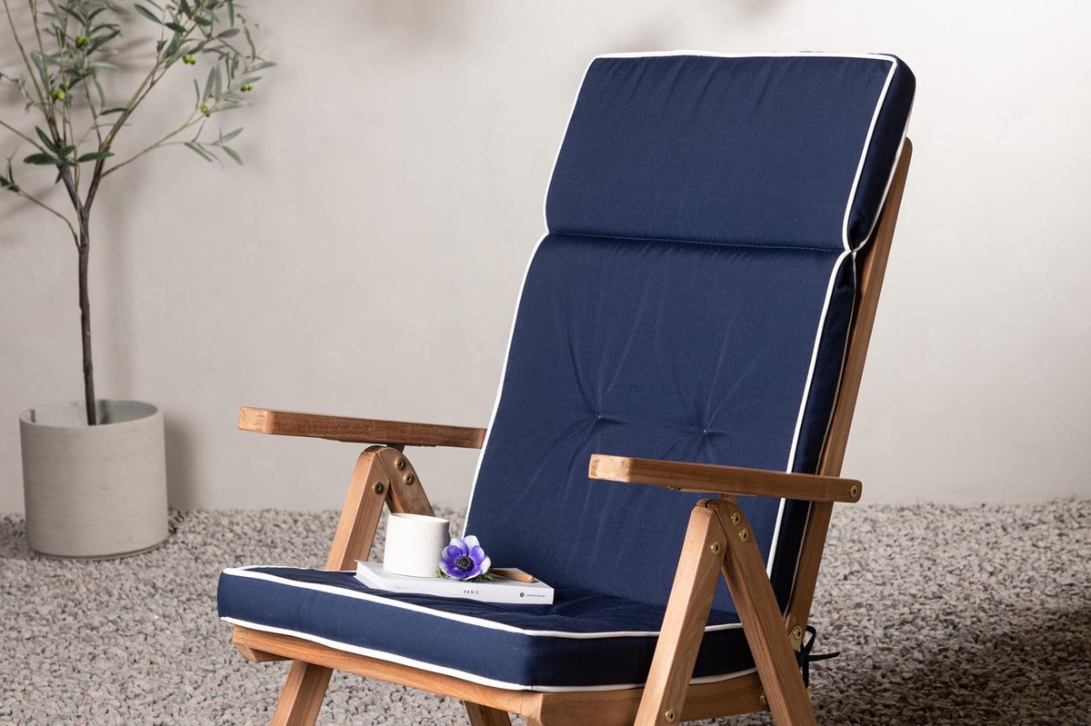 Hioshop Classic tuinkussen voor tuinstoel 5 pos.. - Blauw