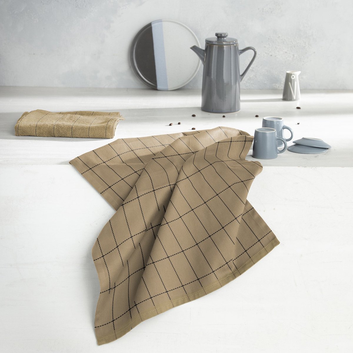 DDDDD theedoek Fence - 60x65 cm - Sand - 6 stuks - Oranje