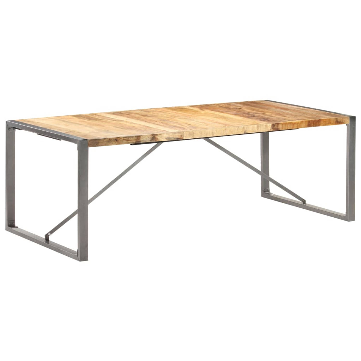 vidaXL Eettafel 220x100x75 cm massief ruw mangohout - Bruin