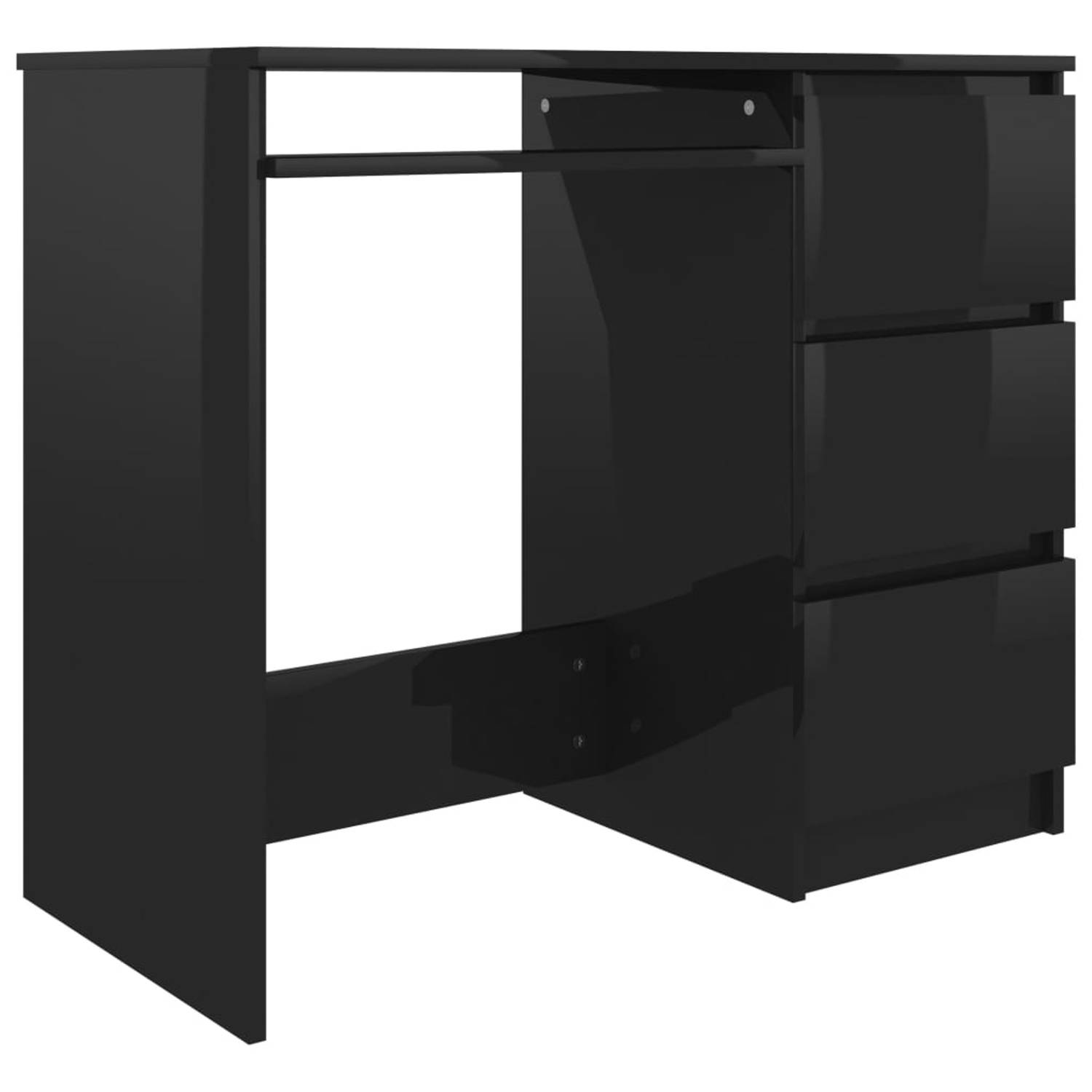 vidaXL Bureau 90x45x76 cm spaanplaat hoogglans zwart