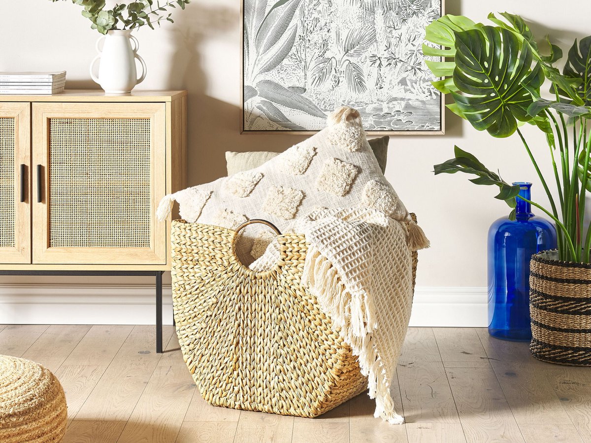 Beliani WASHUK - Mand-Natuurlijk-Waterhyacinth - Beige