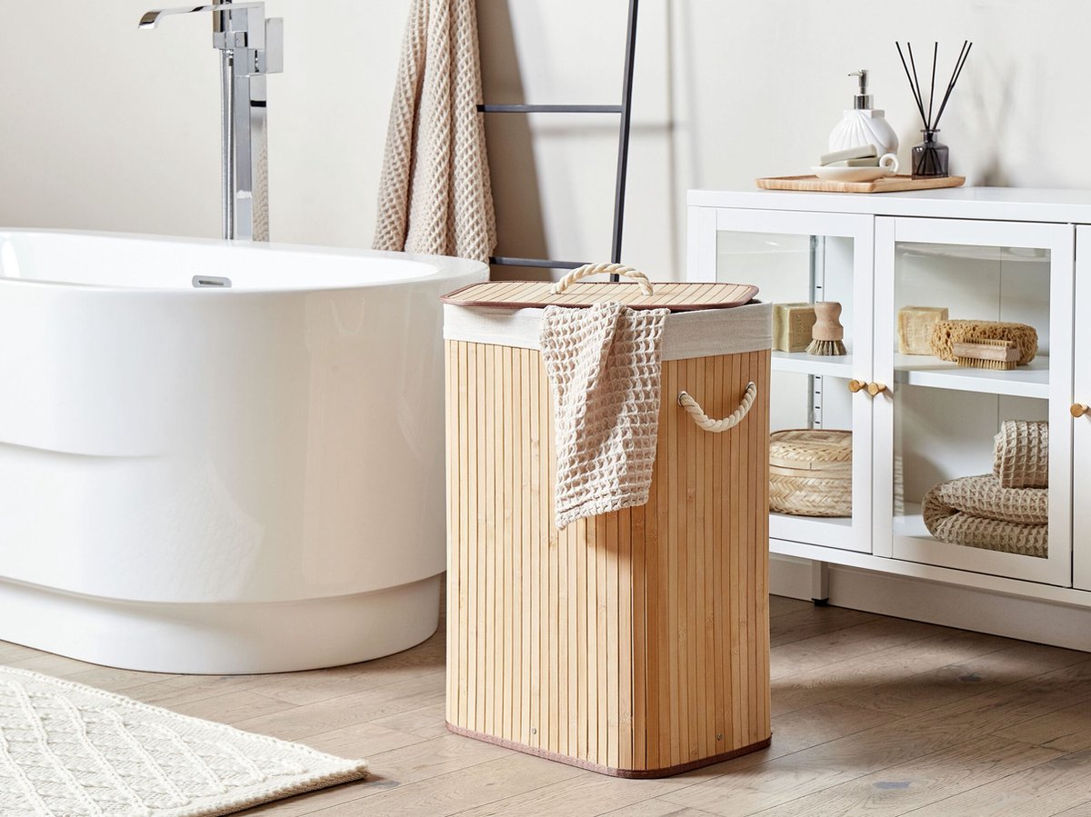 Beliani KOMARI - Mand-Lichte houtkleur-Bamboehout - Bruin