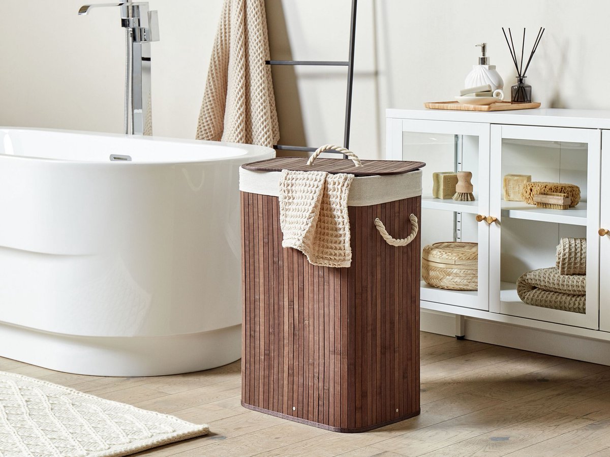 Beliani KOMARI - Mand-Donkere houtkleur-Bamboehout - Bruin