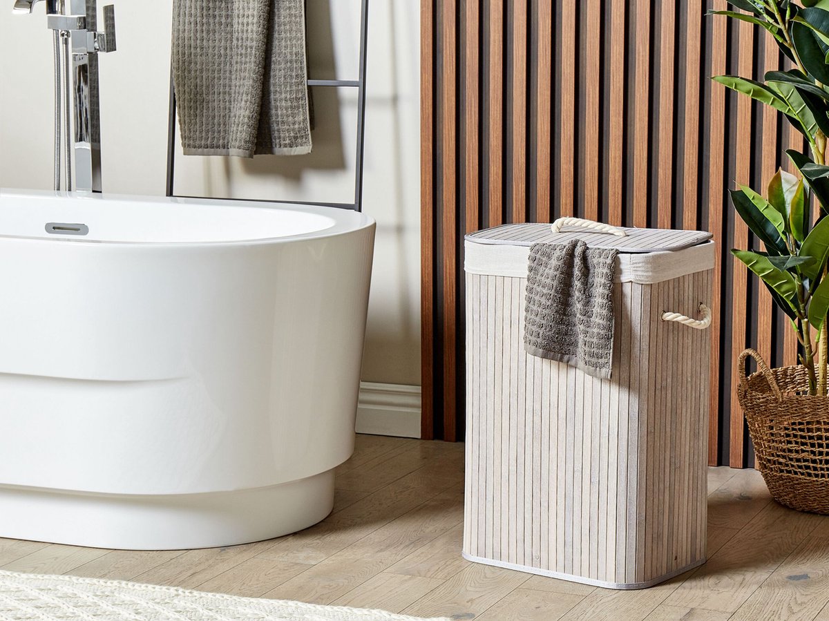 Beliani KOMARI - Mand--Bamboehout - Grijs