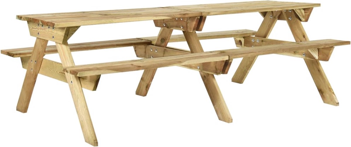 vidaXL Picknicktafel met banken 220x122x72 cm geïmpregneerd grenenhout - Bruin