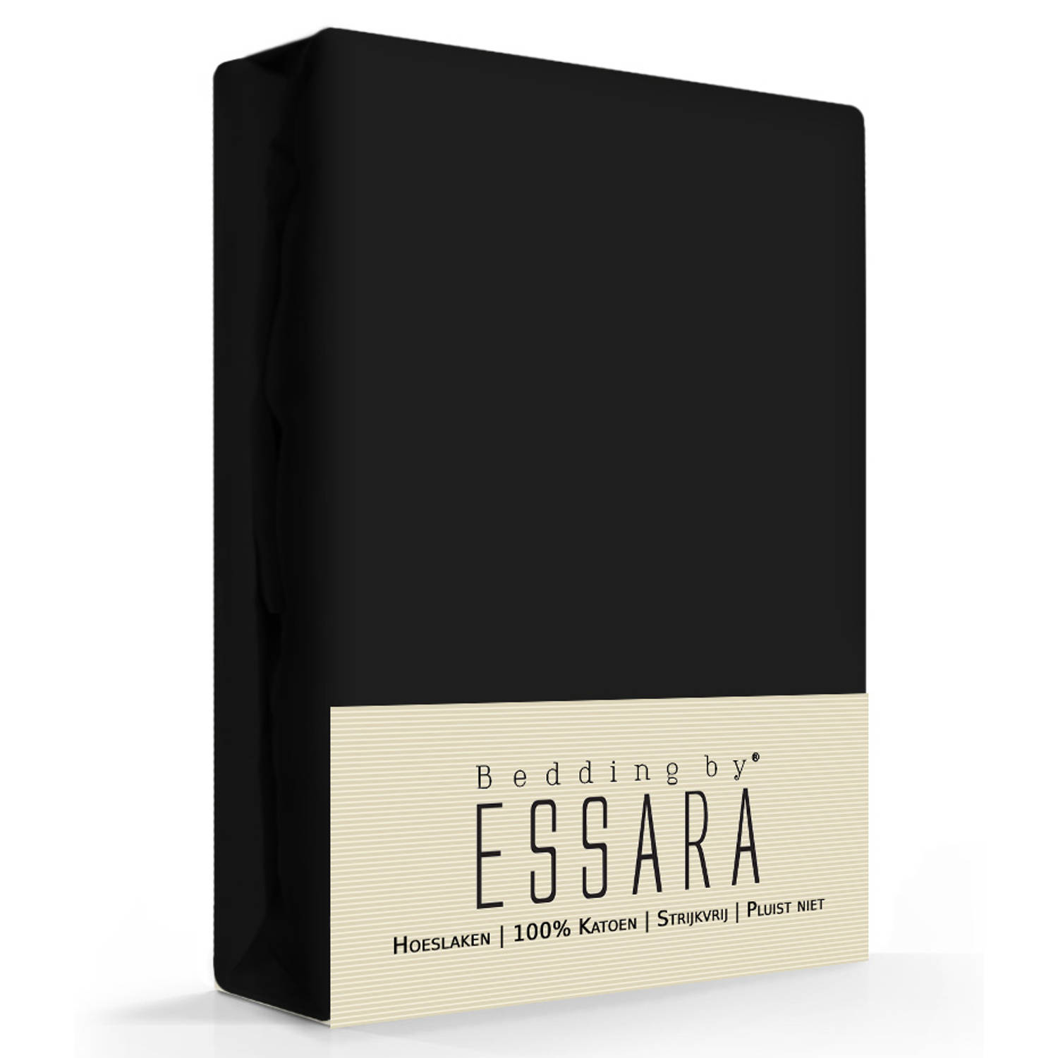 Essara hoeslaken katoen-90 x 200 cm - Zwart