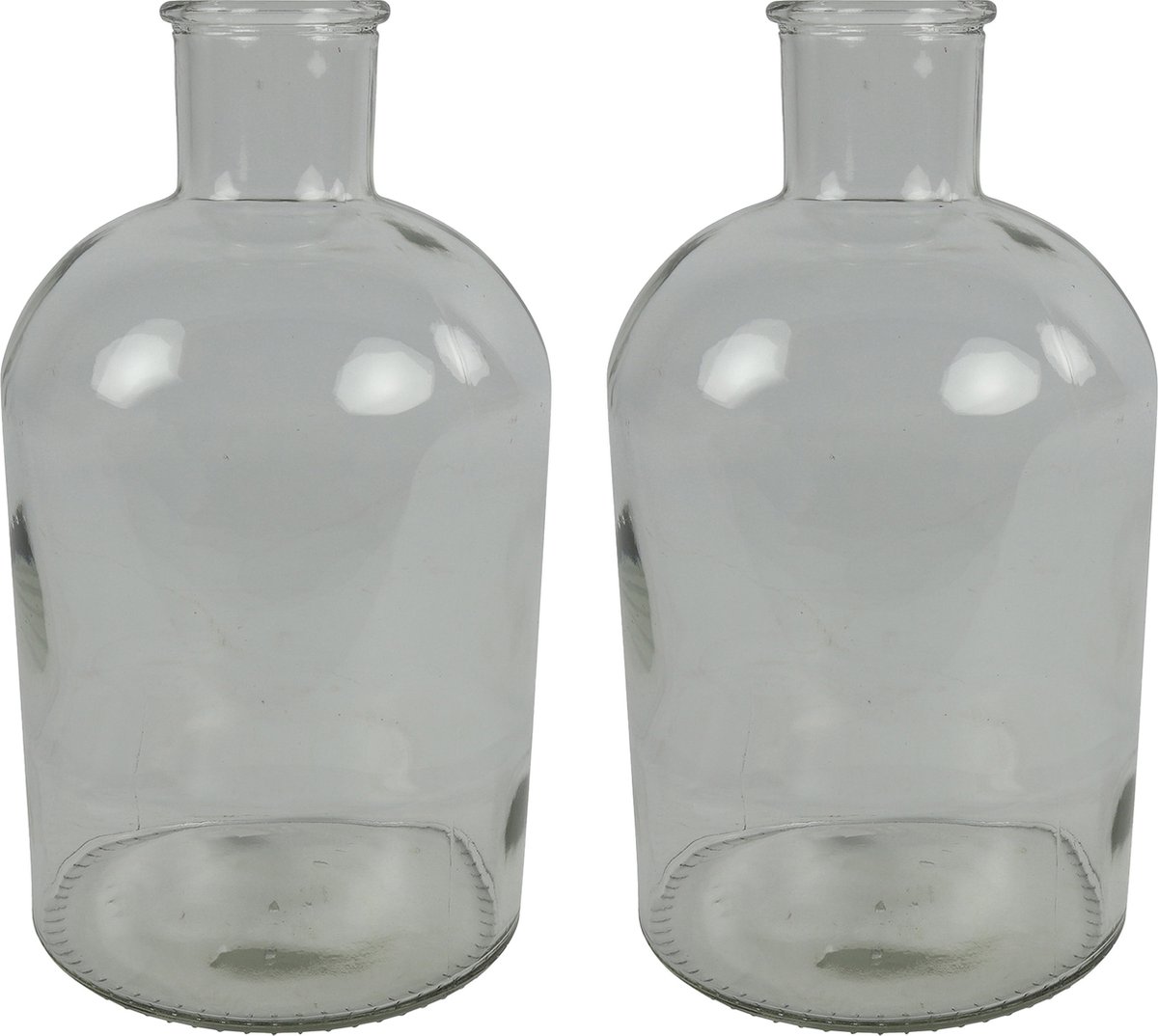 Countryfield 2x Stuks Vaas - helder glas - Apotheker fles - D14 x H27 cm - Vazen