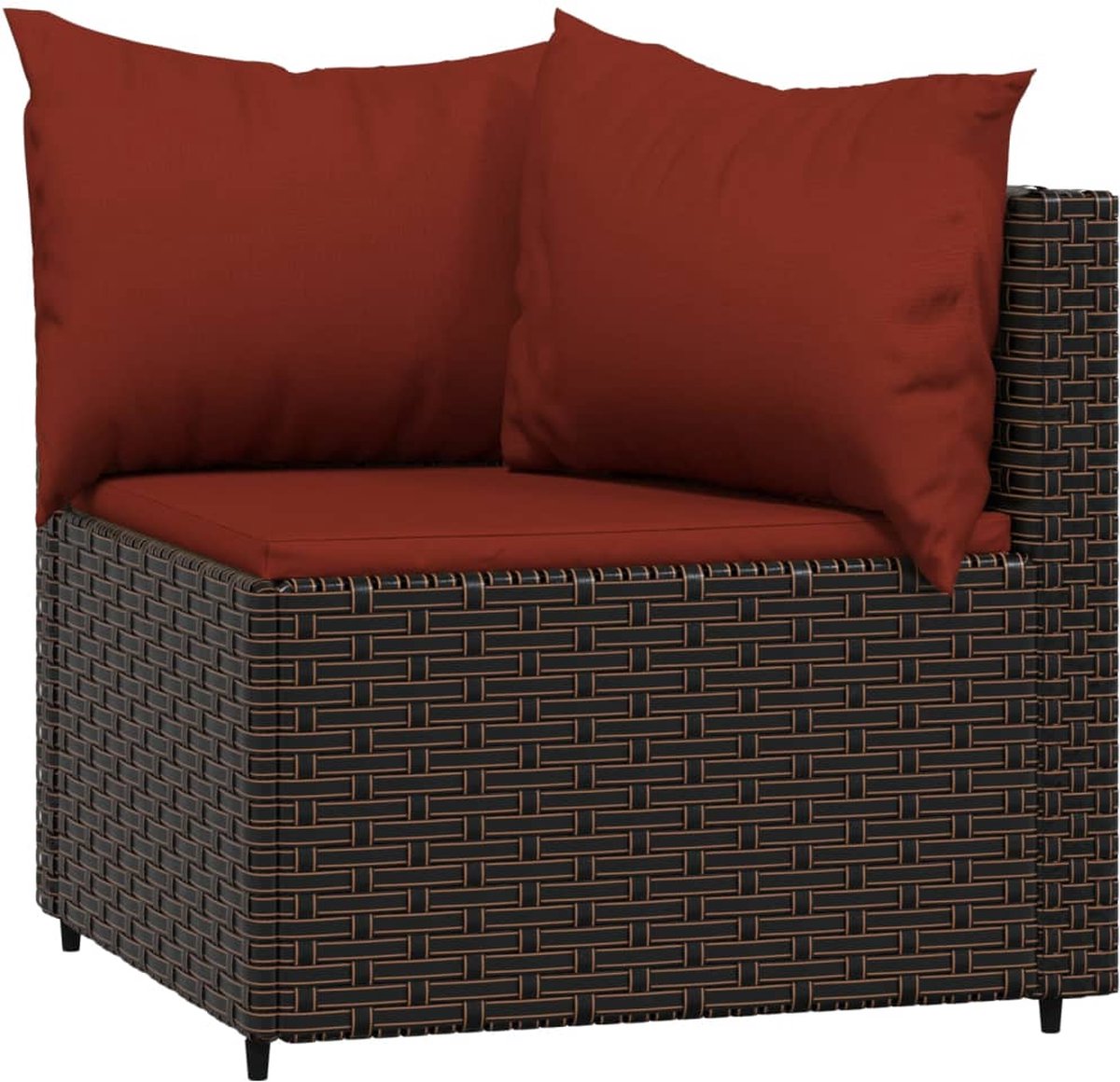 vidaXL 3-delige Loungeset met kussens poly rattan - Bruin