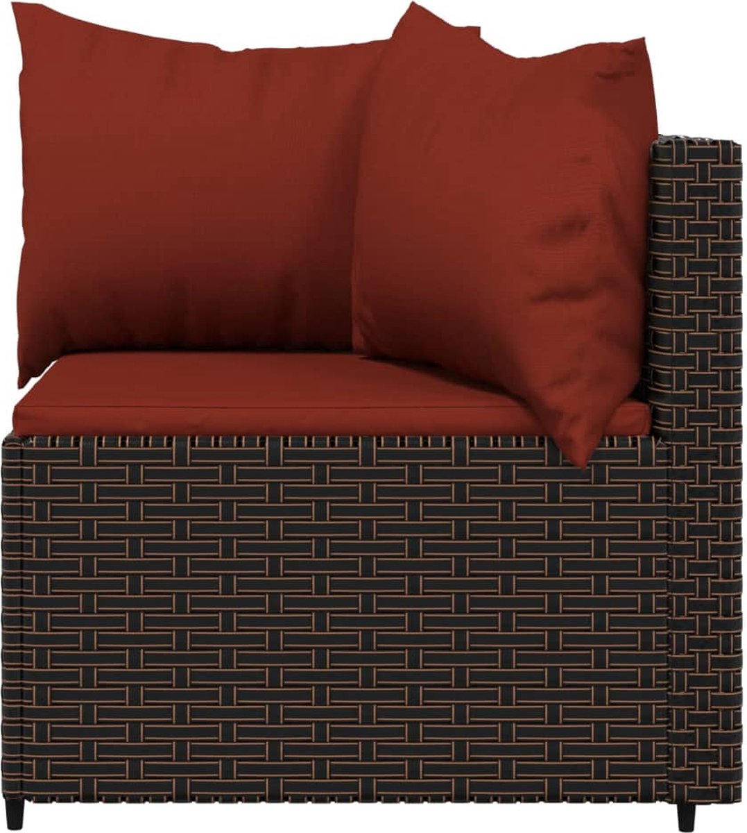 vidaXL 3-delige Loungeset met kussens poly rattan - Bruin