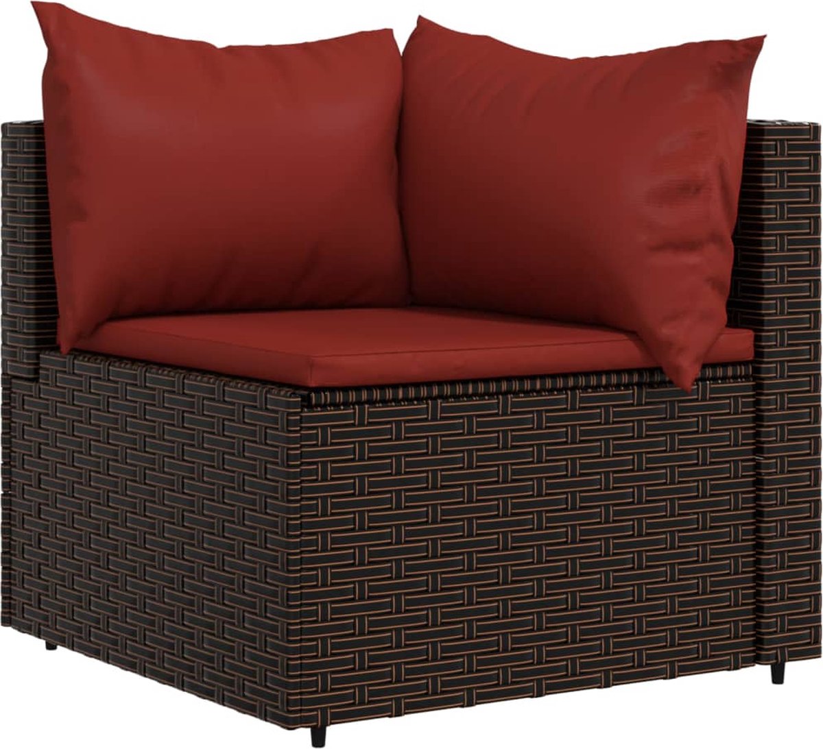 vidaXL 4-delige Loungeset met kussens poly rattan - Bruin