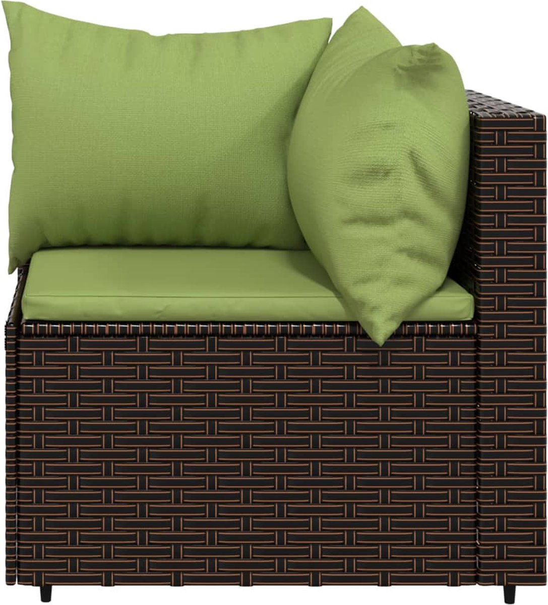 vidaXL 4-delige Loungeset met kussens poly rattan - Bruin
