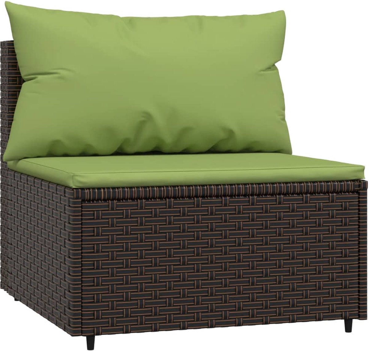 vidaXL Tuinmiddenbank met kussens poly rattan - Bruin