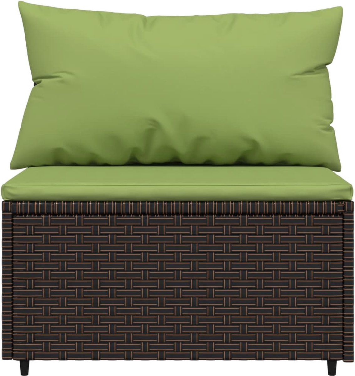 vidaXL Tuinmiddenbank met kussens poly rattan - Bruin