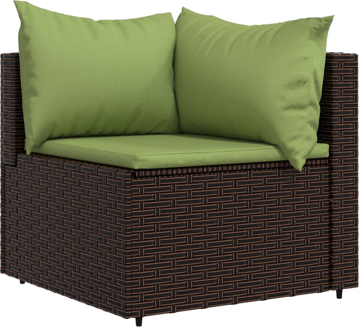 vidaXL 4-delige Loungeset met kussens poly rattan - Bruin