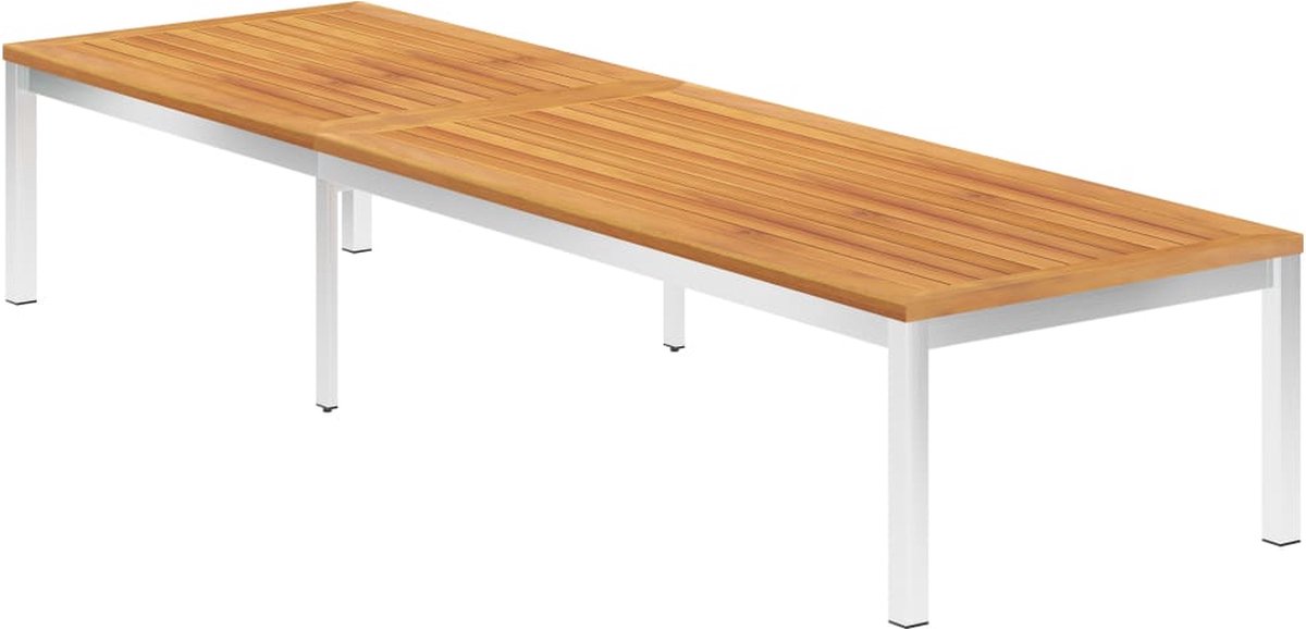 vidaXL Ligbed met kussen massief acaciahout en roestvrij staal - Groen