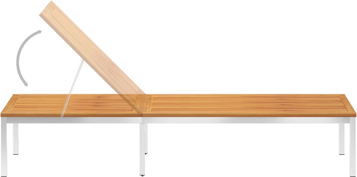 vidaXL Ligbed met kussen massief acaciahout en roestvrij staal - Groen