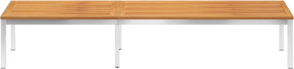 vidaXL Ligbed met kussen massief acaciahout en roestvrij staal - Groen