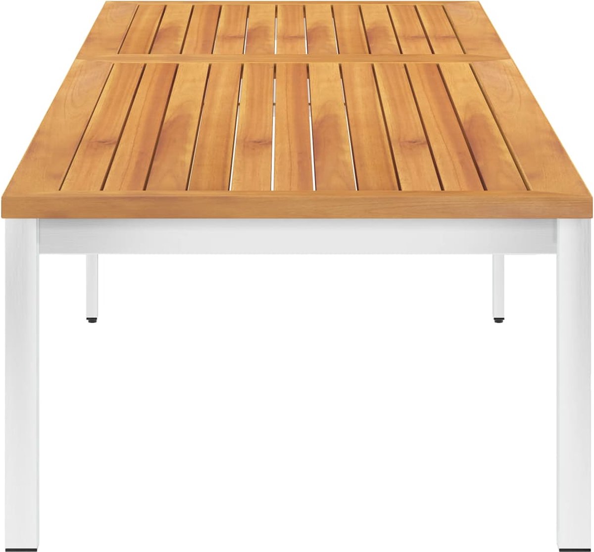 vidaXL Ligbed met kussen massief acaciahout en roestvrij staal - Groen