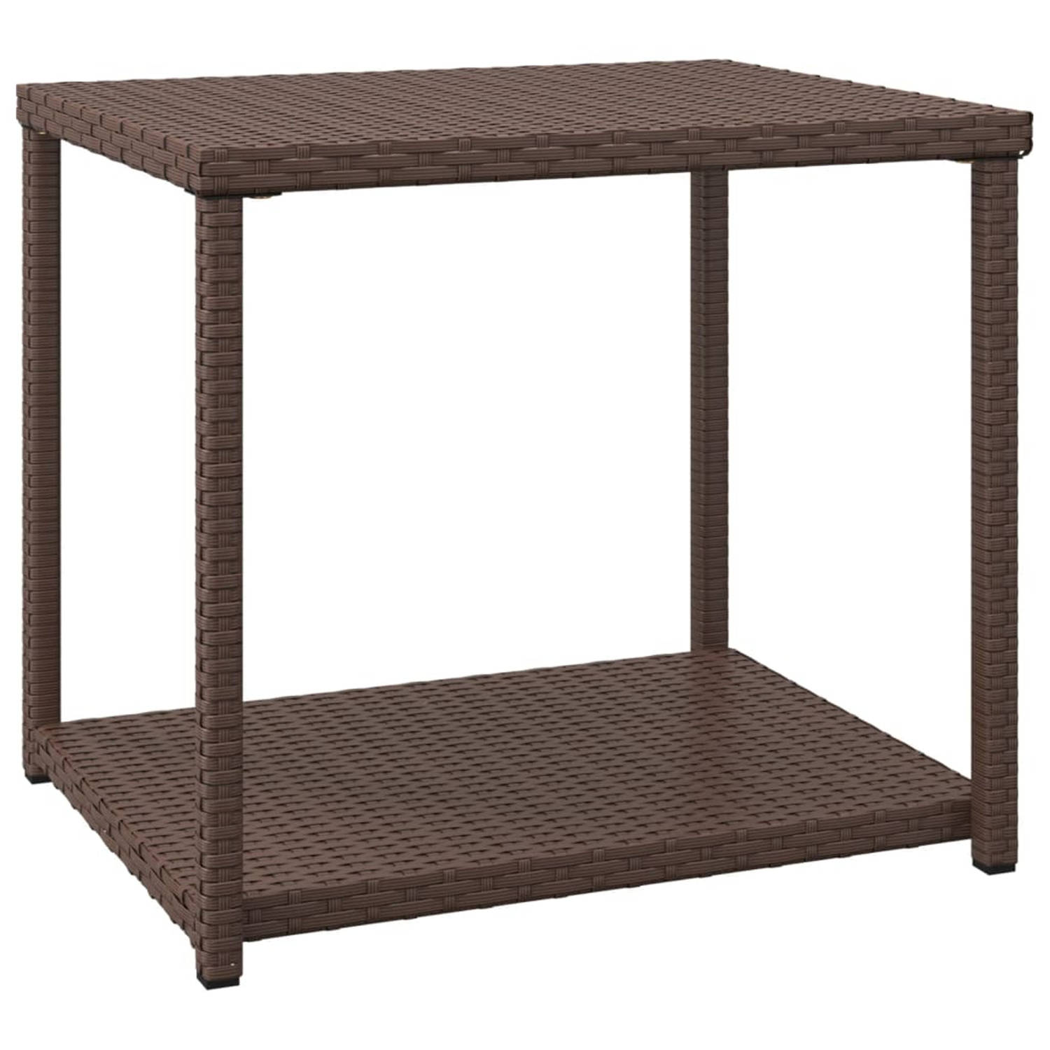 vidaXL Bijzettafel 55x45x49 cm poly rattan - Marrón