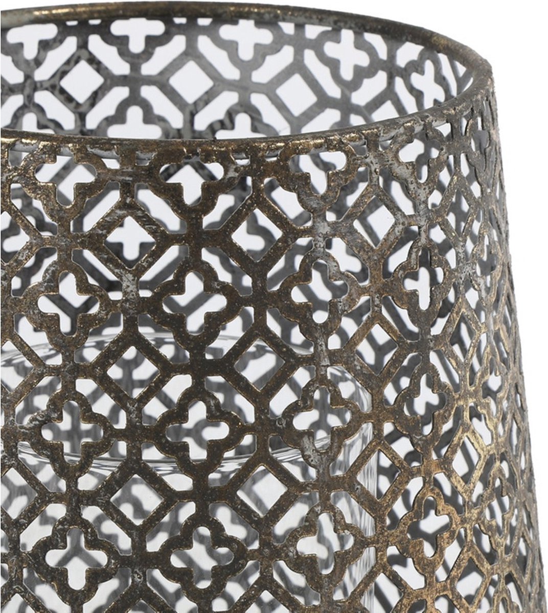 Countryfield 2x stuks luxe theelichthouder/kaarsenhouder - brons kleur - metaal - D14 x H15 cm - Windlichten