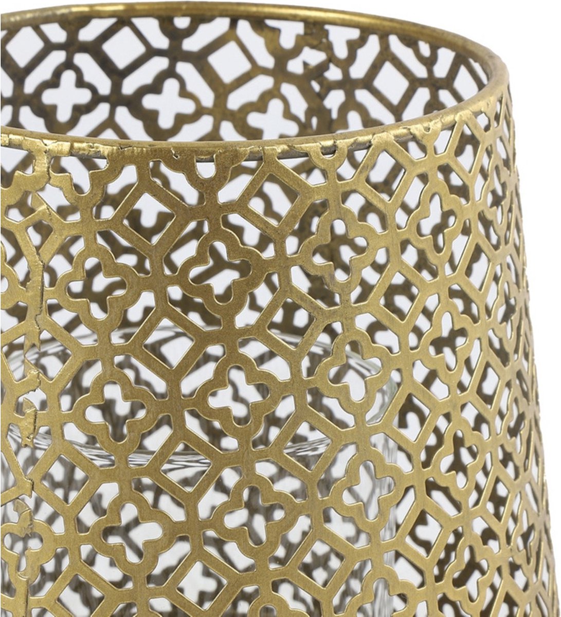 Countryfield 2x stuks luxe theelichthouder/kaarsenhouder - goud kleur - metaal - D14 x H15 cm - Windlichten