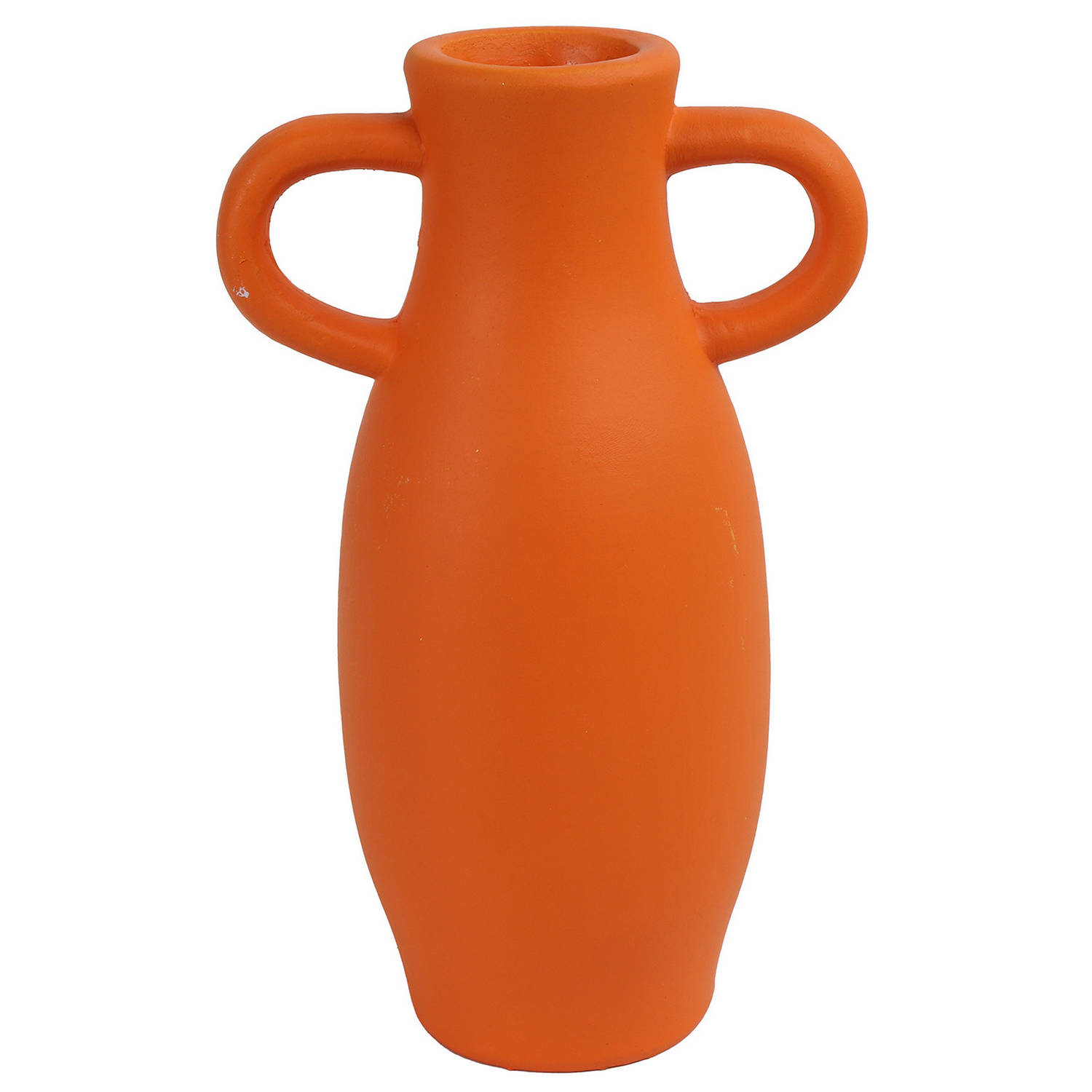 Countryfield Decoratie Amphora kruik of vaas terracotta - D12 x H20 cm - smalle opening - Vazen - Oranje