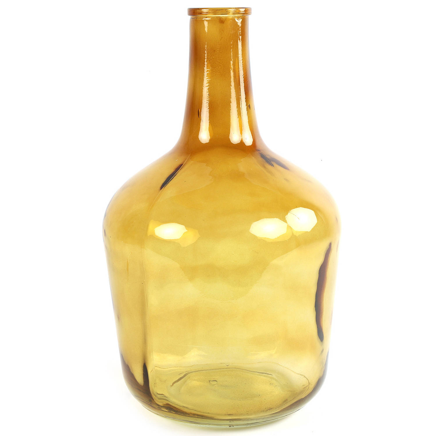 Countryfield Vaas - transparant goud - glas - XL fles vorm - D25 x H42 cm - Vazen - Geel