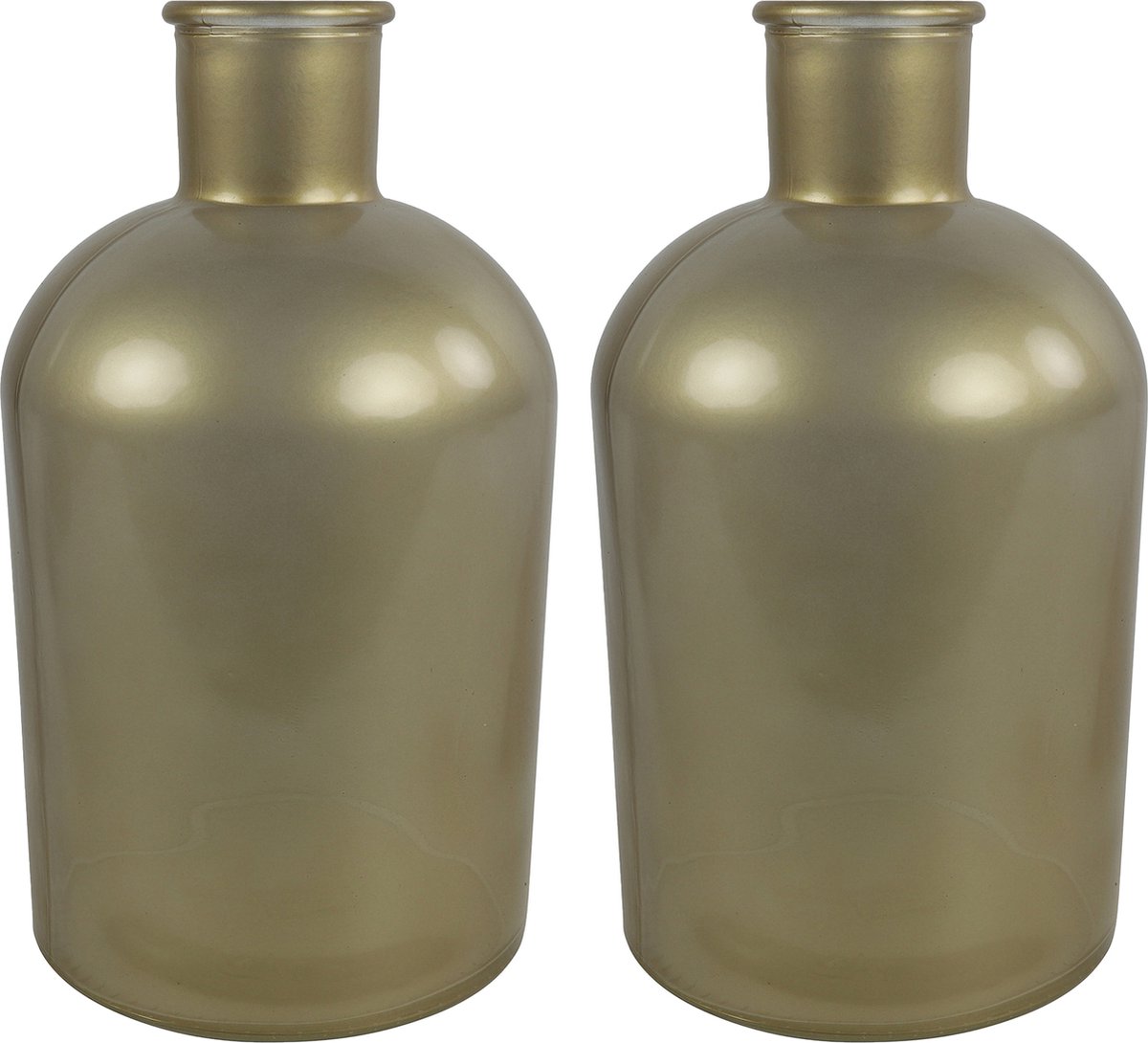 Countryfield 2x Stuks Vaas - mat goud glas - Apotheker fles - D14 x H27 cm - Vazen