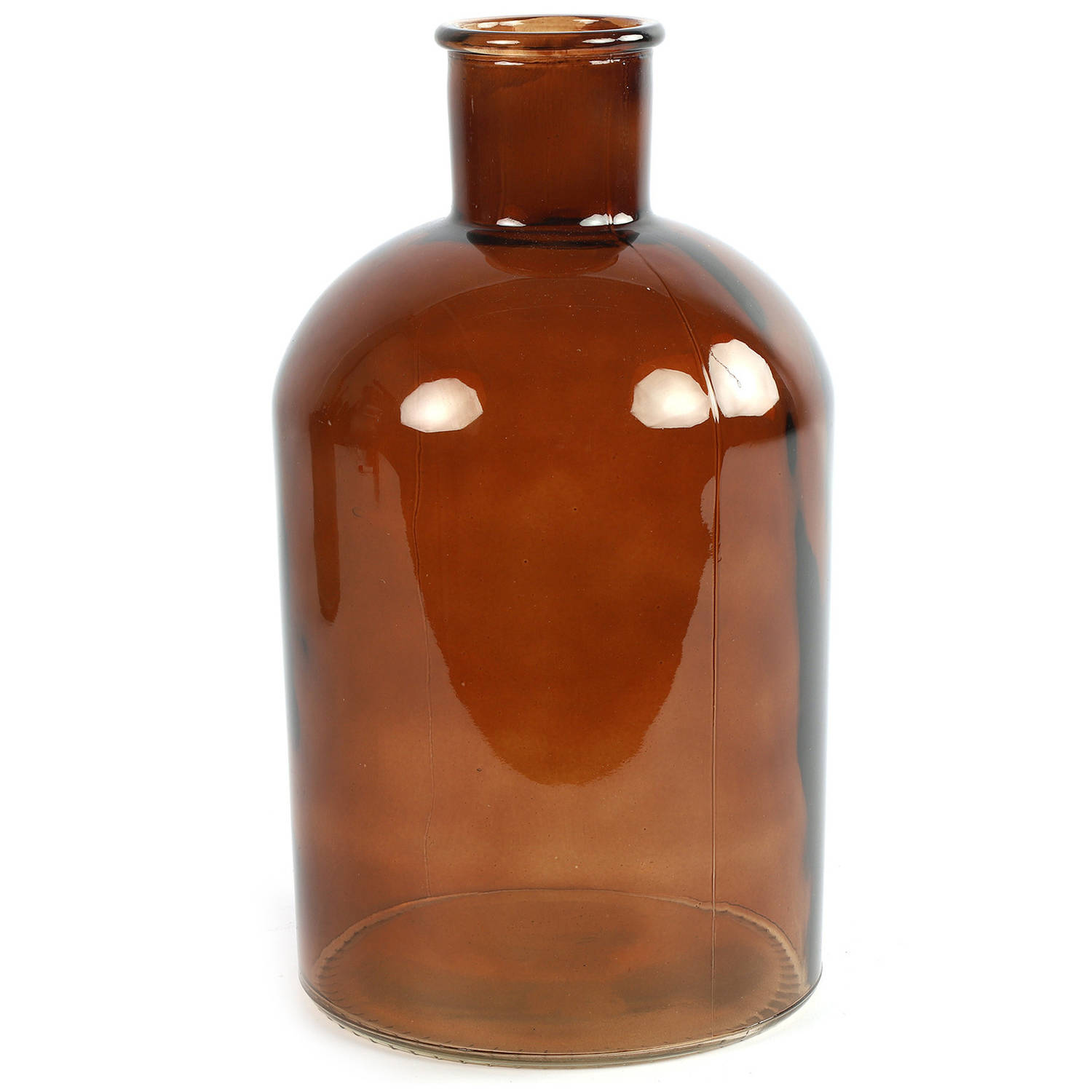 Countryfield Vaas glas - apotheker fles vorm - D17 x H30 cm - Vazen - Bruin