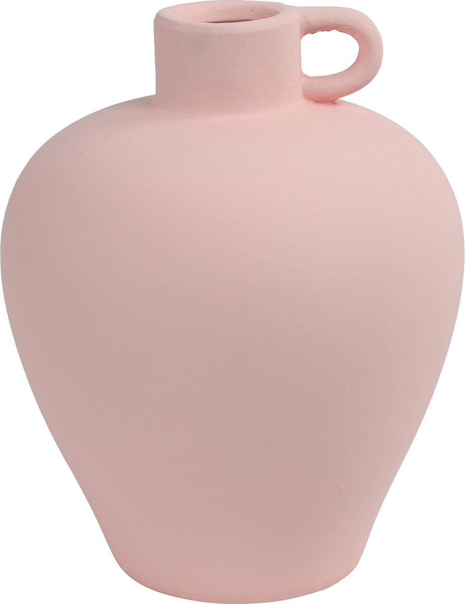 Countryfield Decoratie vazen set 2x stuks - lichtroze terracotta - H22 en H18 cm - Vazen